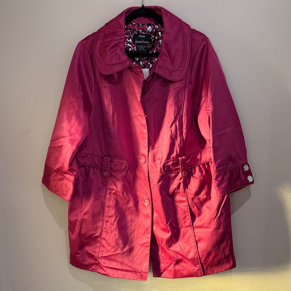 Dennis Basso Vibrant Hot Pink Versatile Gorgeous Trench Coat NWT